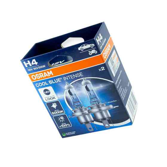 Автолампа 12V 60, 55 (43) OSRAM Cool Blue Intense Next Gen 100% 5000K (пара) картон H4 Мукачево