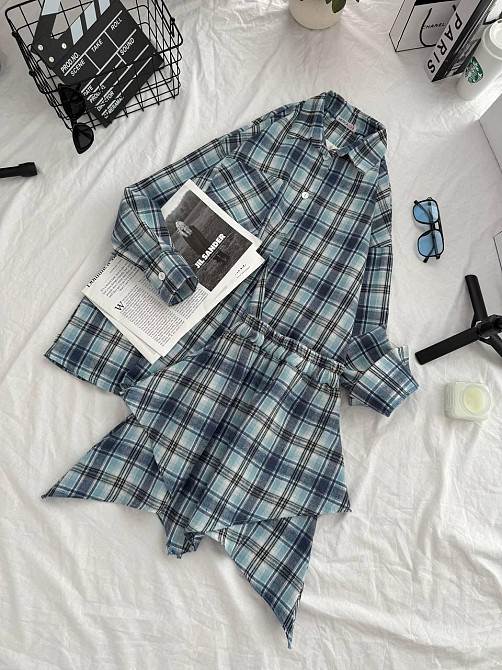 Женский стильный оверсайз костюм в фланель клеточку. Одесса - изображение 5