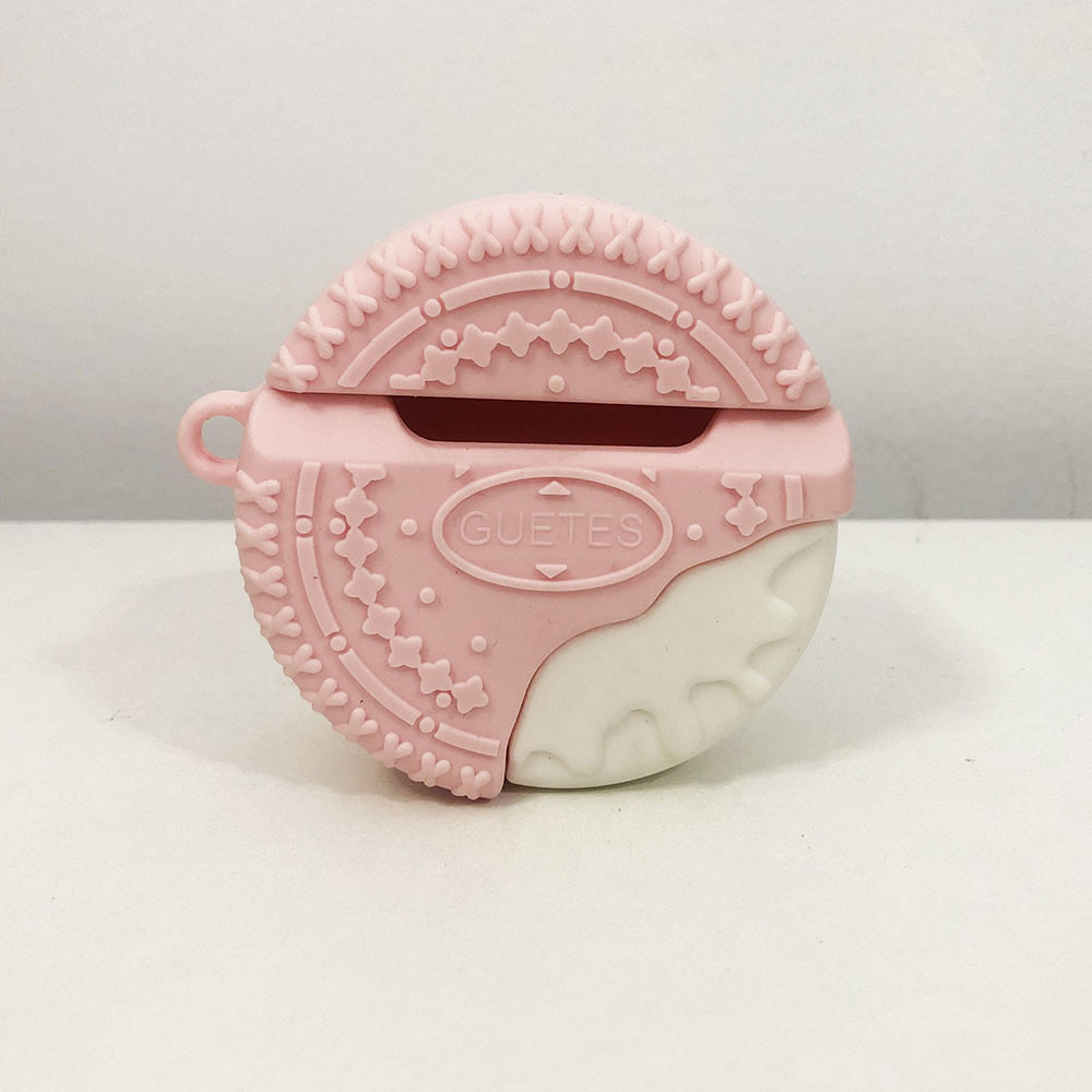 Чехол крутой силиконовый для Apple AirPods печенье. Цвет: розовый YN-80 Львов - изображение 2