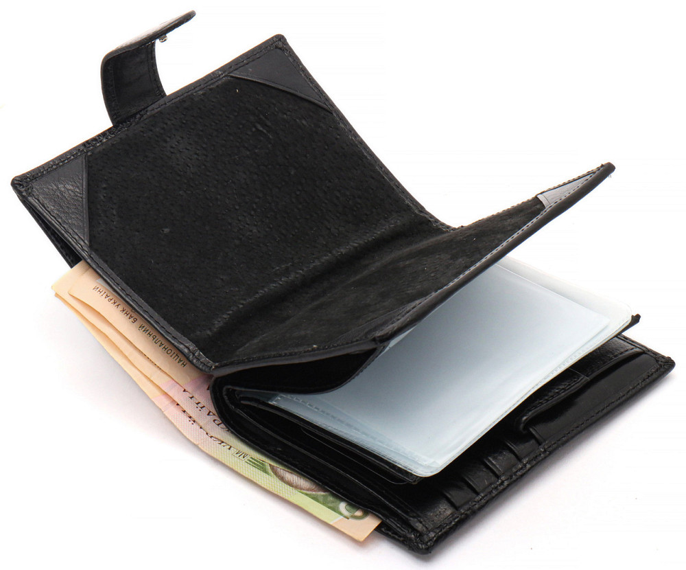 Чорне чоловіче портмоне з натуральної шкіри Marco Coverna Київ - фото 8