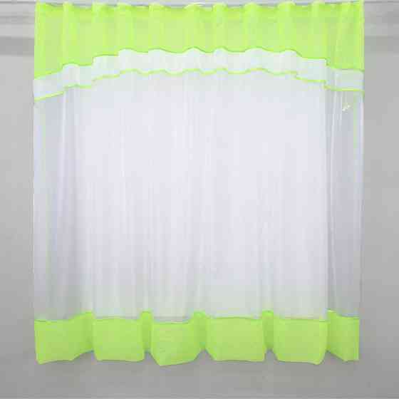 Гардина арка на кухню VR-Textil № 110к белый с неоново-салатовым 280х170 см (52-0542) Киев