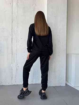 Жіночий повсякденний костюм-двійка: кофта та штани двохнитка-петля Чорний, 50/52 Одеса