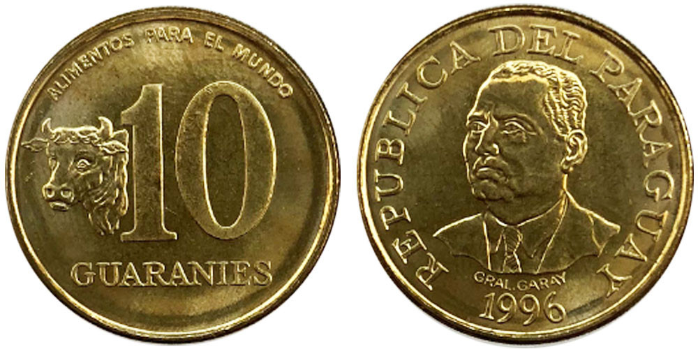 Парагвай 10 Guaranies 1996 год UNC Полтава - изображение 1