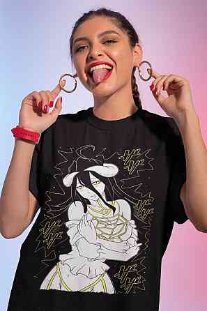 Футболка для хлопчика з аніме принтом Оверлорд Аінз Аніме Манга оверсайз (зріст від 165 до 180) Чорний AnimeJ0532m Дніпро