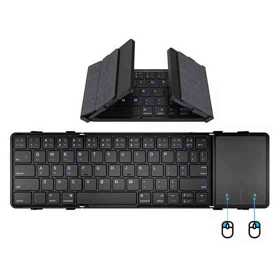 Складная беспроводная Bluetooth клавиатура Avatto B1053 с тачпад (Черная, en+ru) Николаев