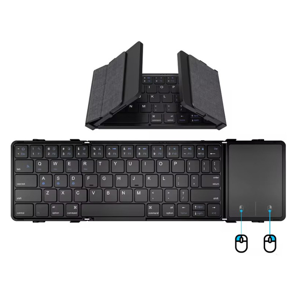 Складная беспроводная Bluetooth клавиатура Avatto B1053 с тачпад (Черная, en+ru) Николаев - изображение 1