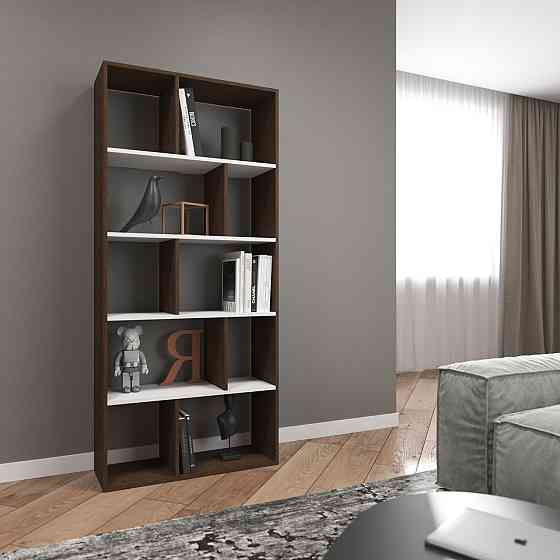 Стелаж VAYS D-1, книжкова полиця на 10 комірок, ЛДСП, 80×30×178 см – для дому, вітальні, офісу Львів