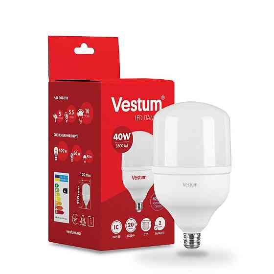 Високопотужна лампа led E27 40W 6500K Vestum Київ