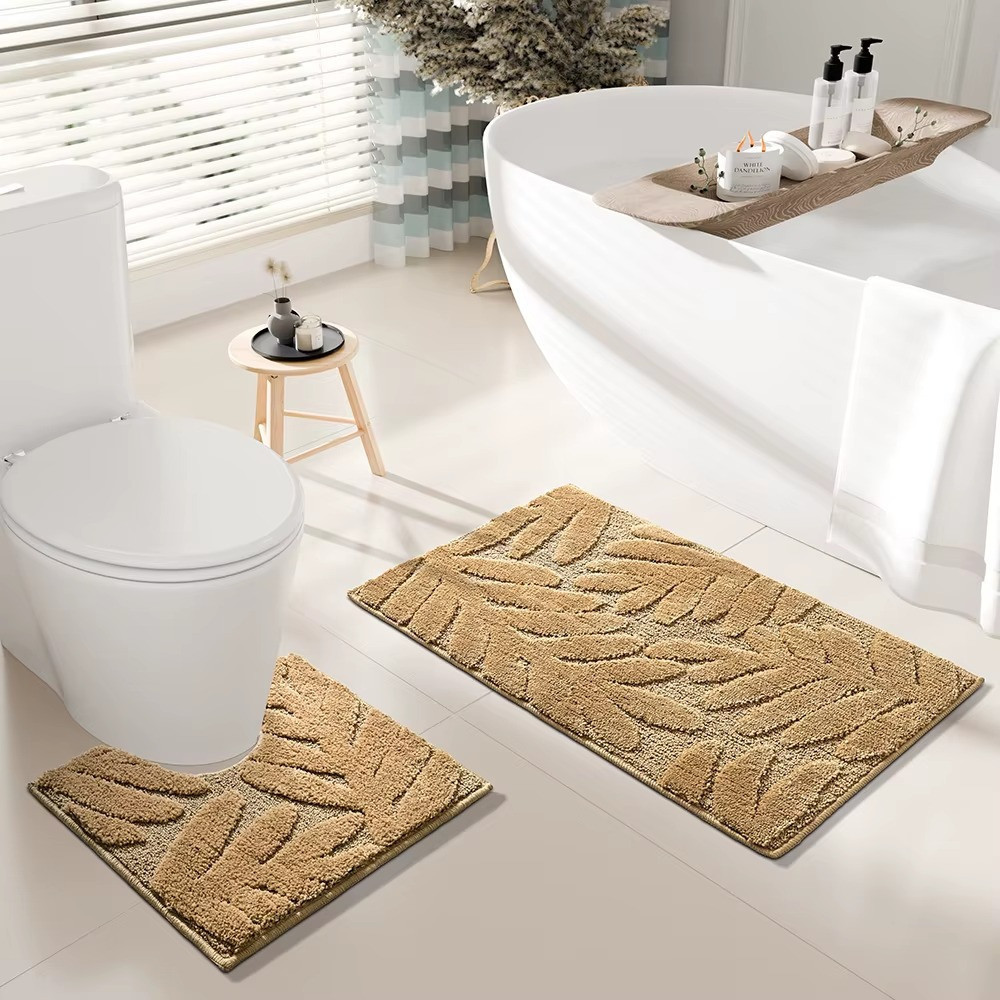Набор ковриков в ванную комнату и туалет комплект для ванной и унитаза,микрофибра антискользящие  в ванную бежевый Каменец-Подольский - изображение 1