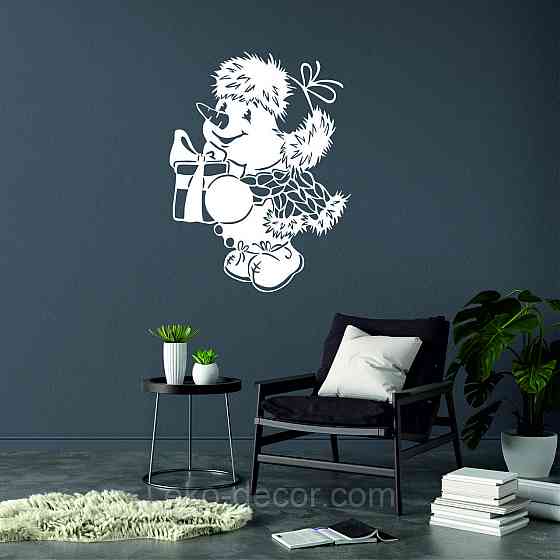 Декоративное настенное Панно «Снеговик», Декор на стену 70*52 см, Белый Киев