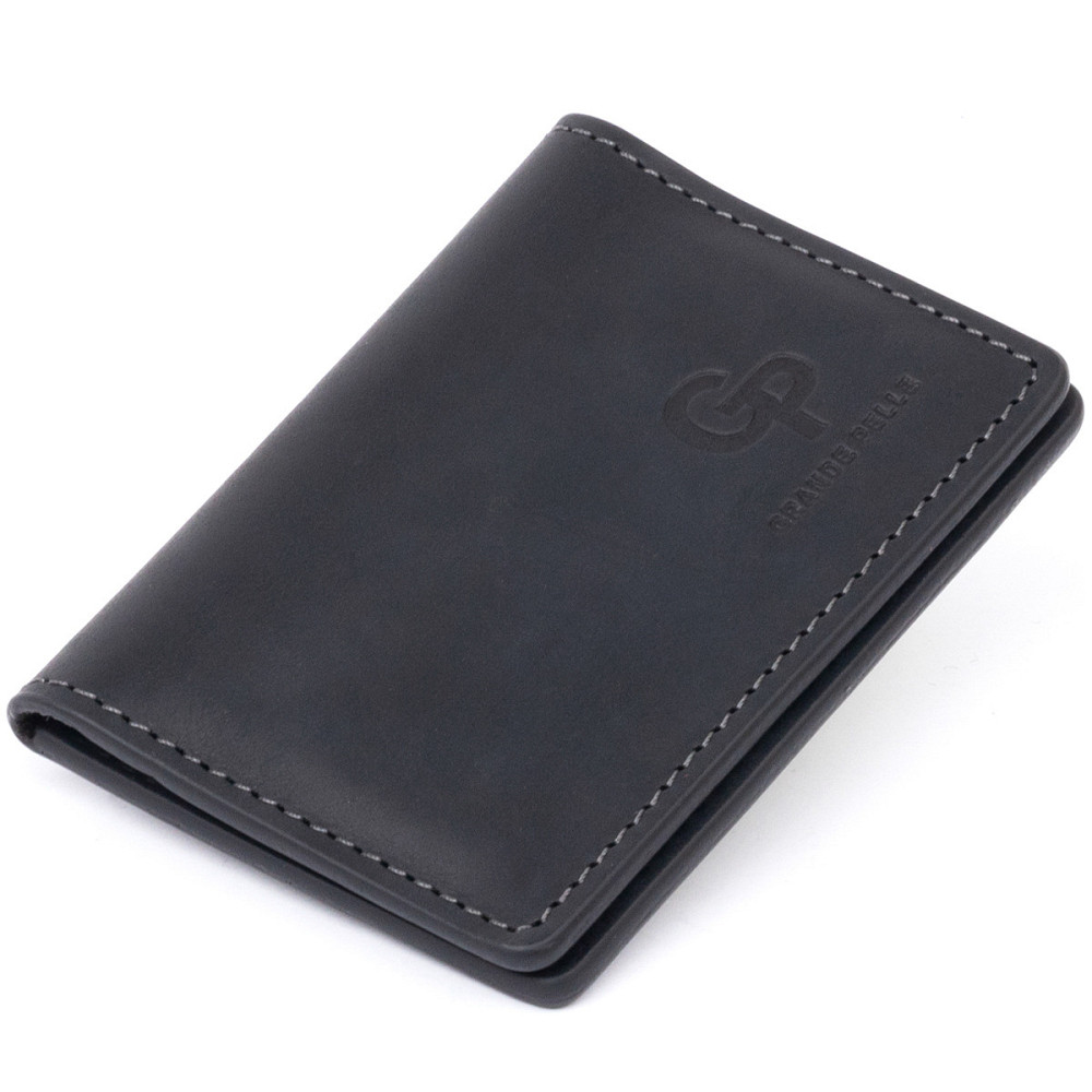 Візитниця з обкладинкою для ID-паспорта з натуральної шкіри GRANDE PELLE 11290 Чорна Київ - фото 4