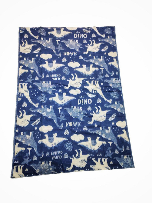 Ковдра дитяча бавовняна 100×140 сине динозаври Київ - фото 2