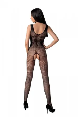 Бодістокінг з крилами Passion BS098 One Size, black, середня сітка, відкритий доступ Львів