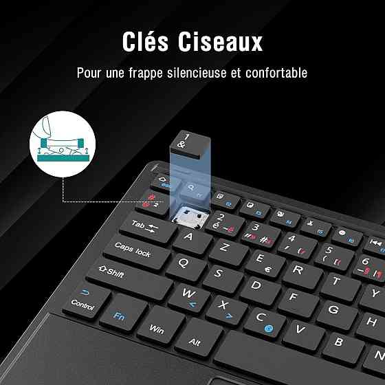 Клавіатура 1 BY ONE DIAFIELD AZERTY чорна з тачпадом ультратонка Bluetooth BT5.0 безшумна 280mAh 40 год сумісна з Android iPad Київ