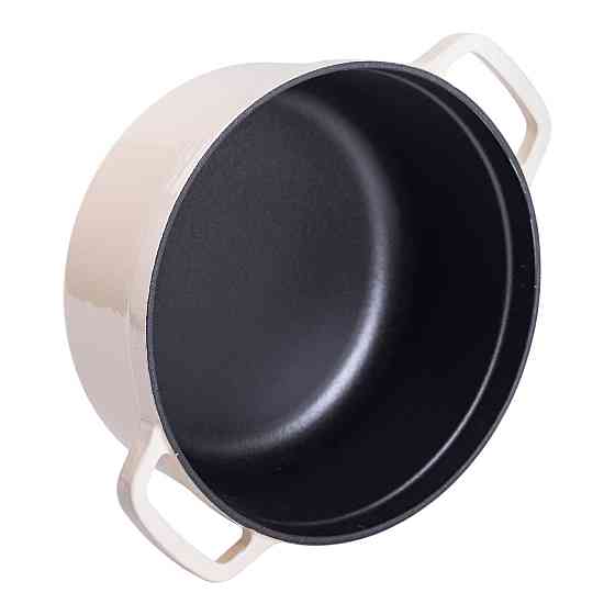 Каструля чавунна емальована 3 л з кришкою Ø24 см Бежева HP-1-3BE Коломия