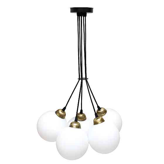 Светильник подвесной MSK Electric Luna на пять плафонов шаров d-150mm Е27 черный PL 202612-5R BK Одесса