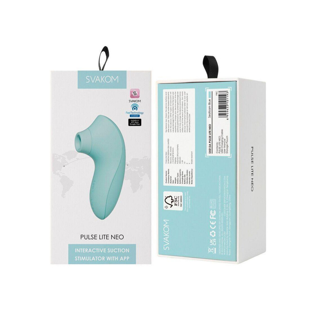 Вакуумный стимулятор Svakom Pulse Lite Neo Seafoam Blue, управляется со смартфона Sex Aura Киев - изображение 8