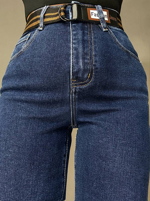 Джинсы женские Derun 8198-8170 палаццо прямые с ремнем синие, синий, 28, 28, 76 см, 103 см Киев - изображение 3