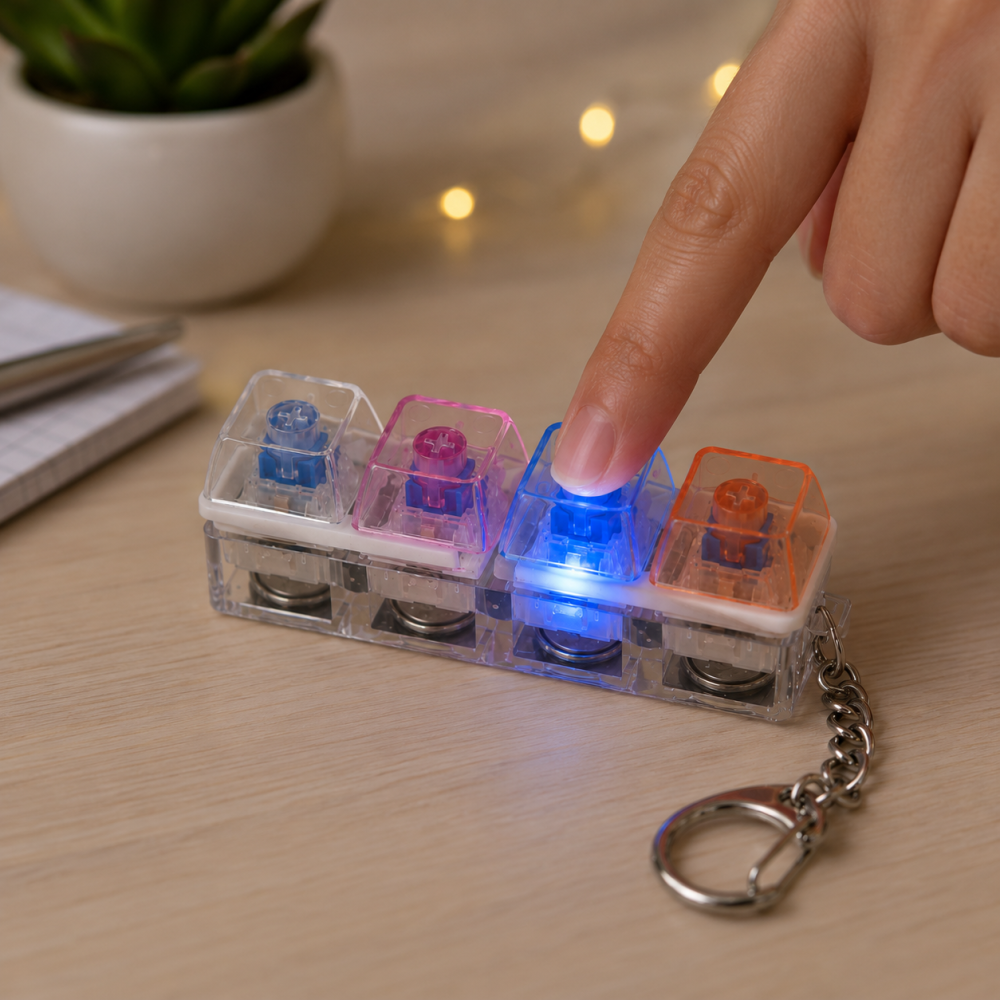 Брелок антистресс с клавишами (кейкап) с LED подсветкой, механические кнопки, 4 клавиши, клик-игрушка для рук Киев - изображение 13