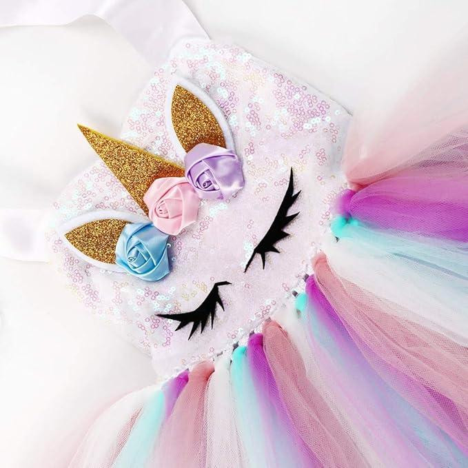 Платье единорога для девочки 7–8 лет праздничное с радужной объемной юбкой, обручем, наряд на день рождения Киев - изображение 5