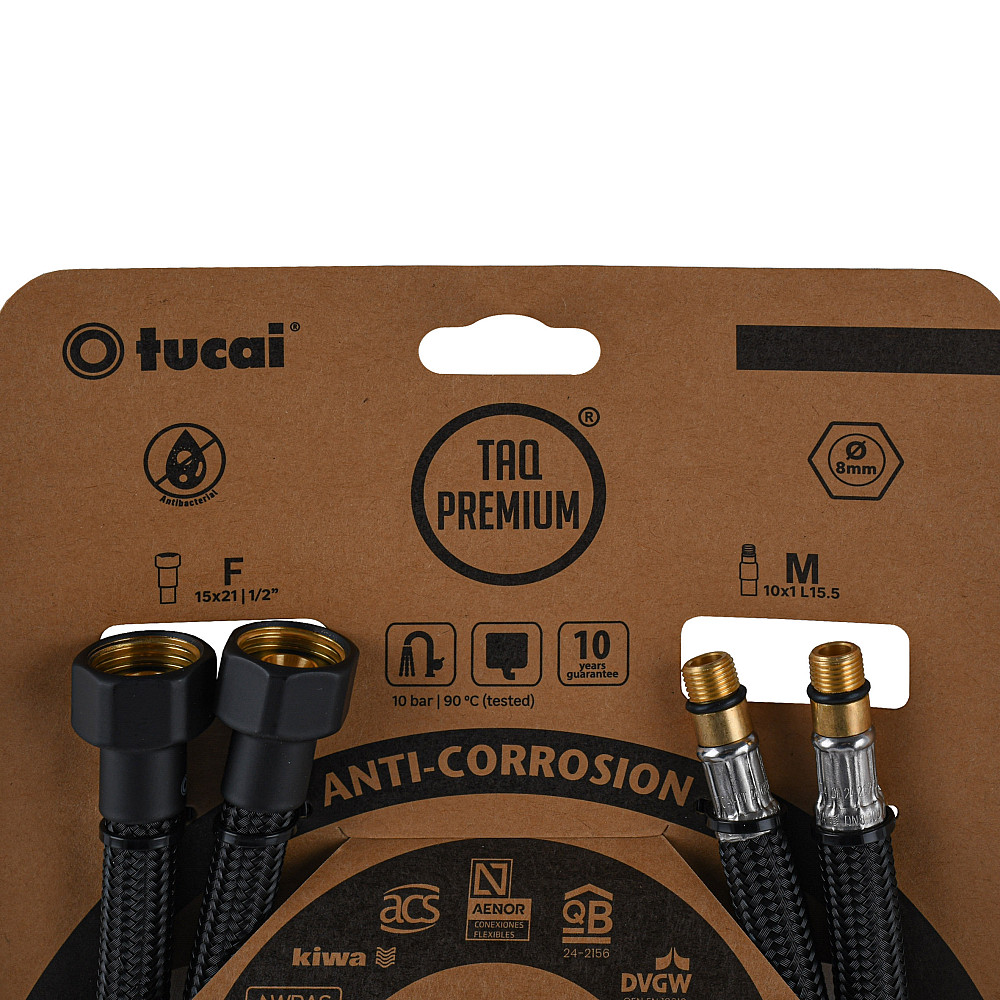 Шланг для змішувача TUCAI TAQ PREMIUM GRIF М10х1/2″ 0,6м. АНТИКОР. AСB ПАРА (Чорний Мат) 210393 Луцк - изображение 2