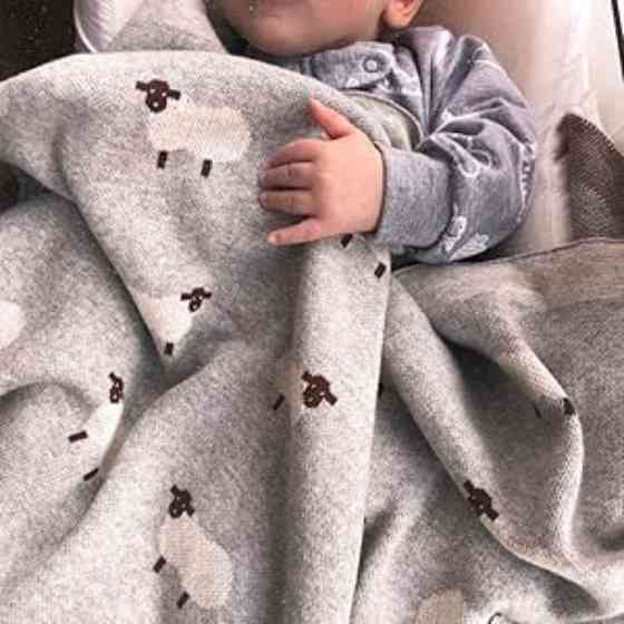 Плед Дитячий Lovely Svi Бавовна 80х100 см В'язаний Сірий Вівці (3180223) Київ