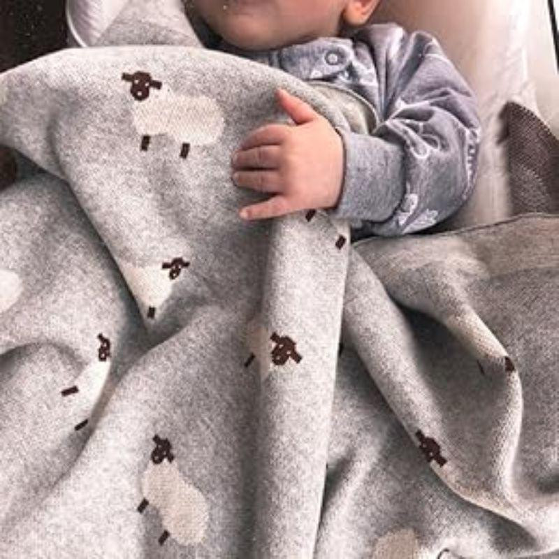 Плед Дитячий Lovely Svi Бавовна 80х100 см В'язаний Сірий Вівці (3180223) Київ - фото 5