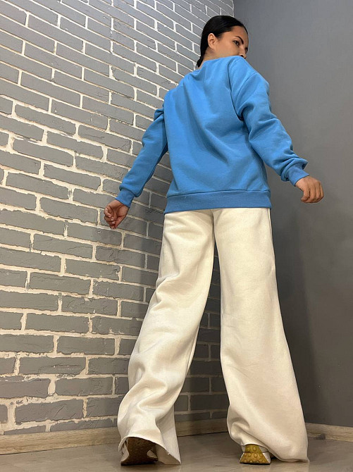 Штани жіночі Quzen 388 спортивні палаццо широкі вільні від стегна утеплені на флісі білі, білий, S Київ - фото 12