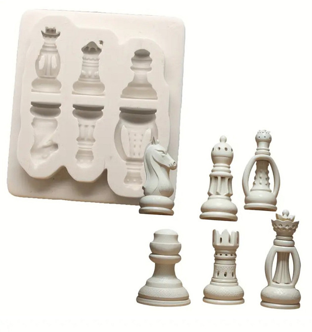 Молд силиконовый Шахматы маленький 80 на 70 мм серый Киев - изображение 1