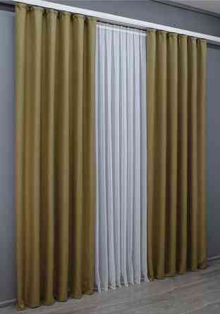 Комплект готовых штор VR-Textil Лен рогожка № 1447ш Бежевый 150х270 см 2 шт (33-0301) Киев