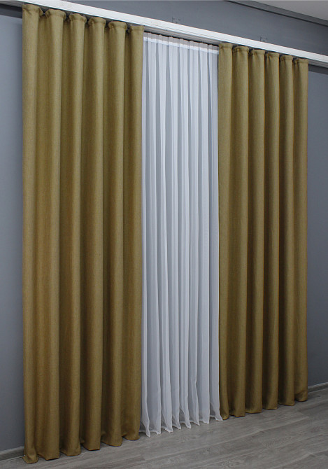 Комплект готовых штор VR-Textil Лен рогожка № 1447ш Бежевый 150х270 см 2 шт (33-0301) Киев - изображение 5