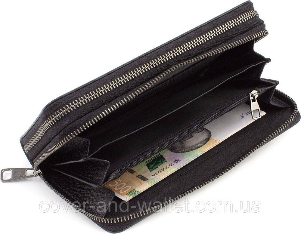 Мужская кожаная барсетка клатч на две молнии Marco Coverna 5902C Черный Киев - изображение 6