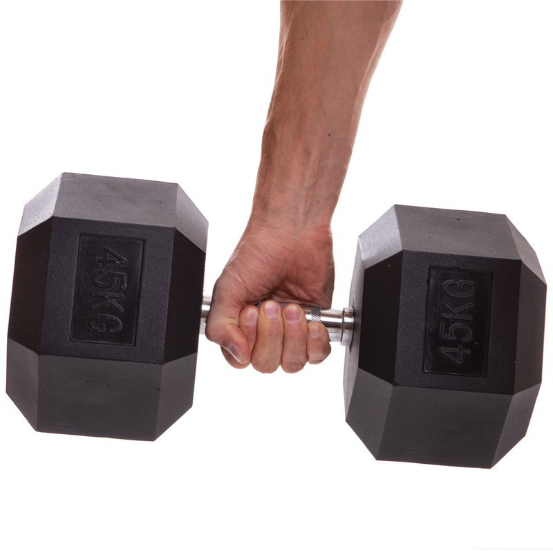 Гантель 45 кг суцільна шестигранна Zelart-2679-45 Київ - фото 1