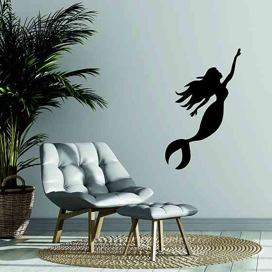 Декоративное настенное 3D Панно «Русалочка» Декор на стену с объемом 90*56 см, Черный Киев