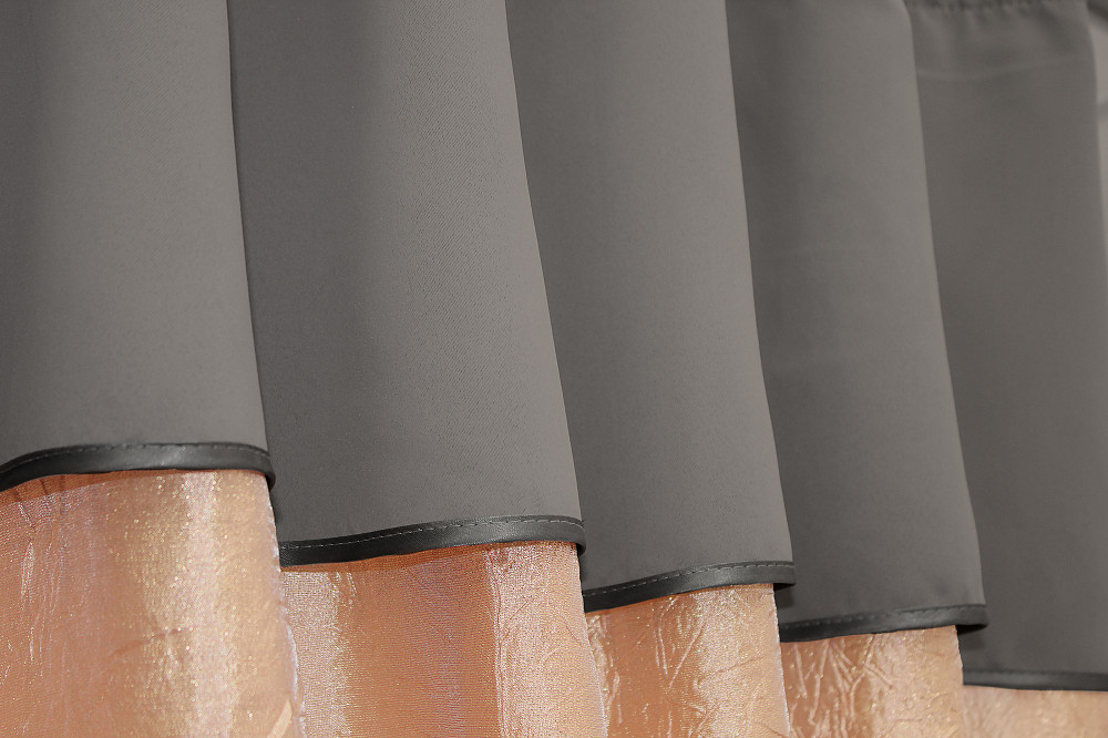 Кухонные шторы VR-Textil № 073к с ламбрекеном и подхватами персиковый со светло-серым 275х170 см (52-0137) Киев - изображение 5