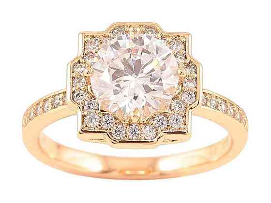 Каблучка Позолота 18K «Фіаніт в обрамленні цирконію» (258652) р.18 ТМ XUPING Київ
