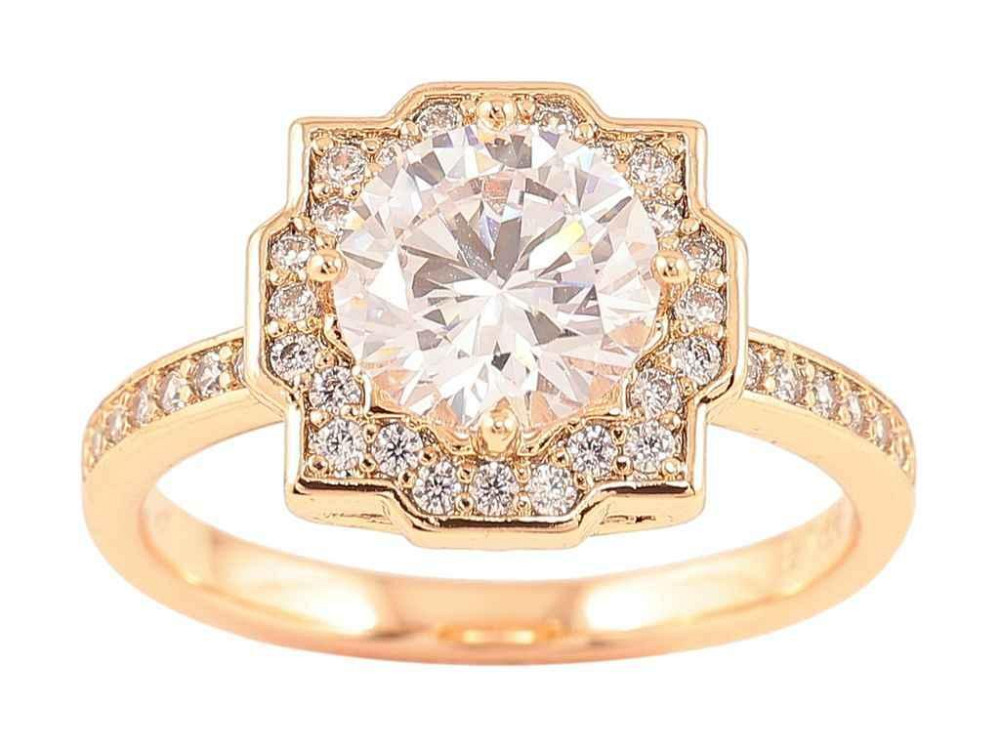 Каблочка Позолота 18K «Фианит в обрамлении циркония» (258652) р.18 ТМ XUPING Киев - изображение 1
