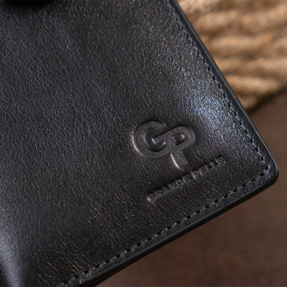 Вертикальний гаманець глянсовий Anet на кнопці GRANDE PELLE 11324 Чорний Київ - фото 10