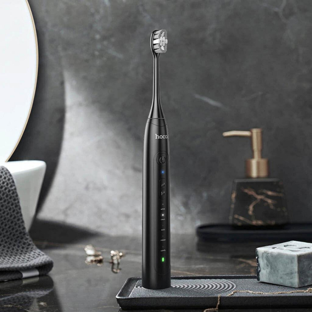 Электрическая зубная щетка HOCO HP60 1200 mAh. IPX7, Wave electric toothbrush Black Киев - изображение 4