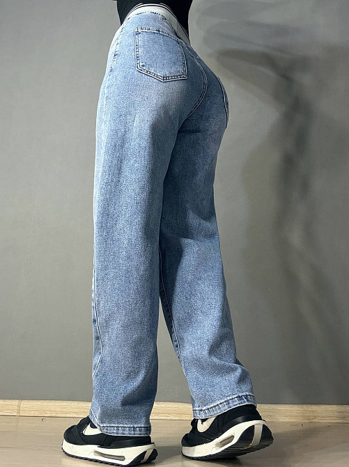 Джинси жіночі Vanver 258 MOM skater jeans талія на резинці банани блакитні, блакитний, 30, 30, 82 см, 108 см Київ - фото 3