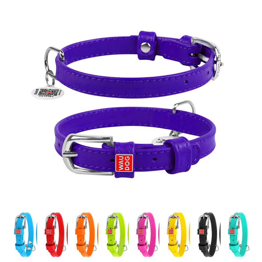 Нашийник для собак шкіряний WAUDOG Glamour з QR паспортом, без прикрас, S, Ш 15 мм, Дов 27-36 с Коломыя - изображение 1