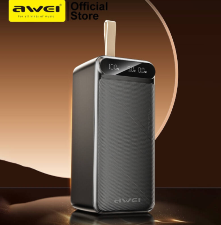 Зовнішній Power Bank AWEI PA-13 50000mAh, швидка зарядка 22,5Вт, 4 USB порти, Type-C вхід, надійний  Київ