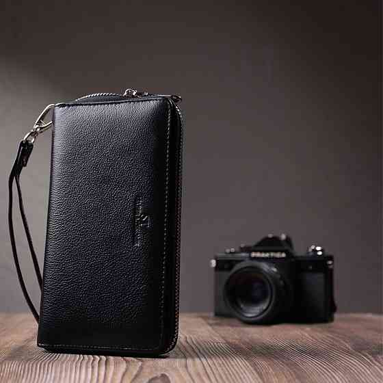 Красивый клатч унисекс на одно отделение из натуральной кожи Черный (ST Leather) Киев