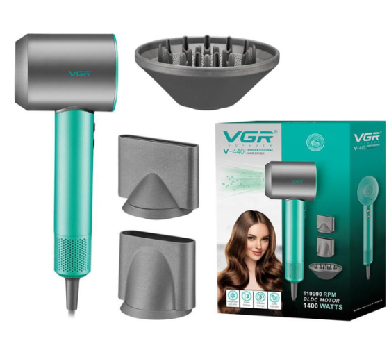 Фен VGR V-440 3 рівні обдування 3 рівні температури 11000 RPM (3 насадки) Вінниця