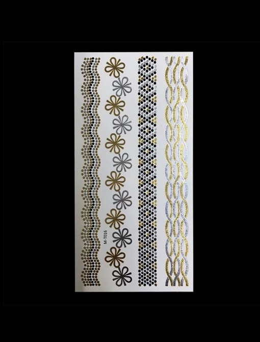 Золоті переводні тату, колір золото + срібло - розмір стікера 10*21см Київ - фото 1