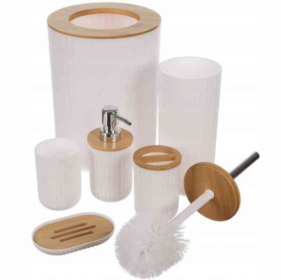 Набор аксессуаров для ванной комнаты 6в1 из бамбука Ruhhy (24635) Белый Нововолынск