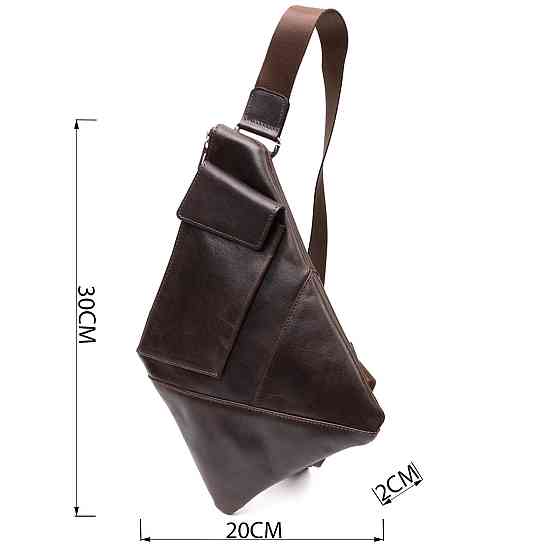 Стильна чоловіча сумка на плечі із натуральної шкіри GRANDE PELLE 11669 Коричнева Київ