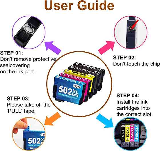 Картриджі Jagute 502XL для принтера Epson 502 сумісних з Epson Workforce WF-2865DWF WF-2860DWF Epson Expression Home XP-5105 Дніпро