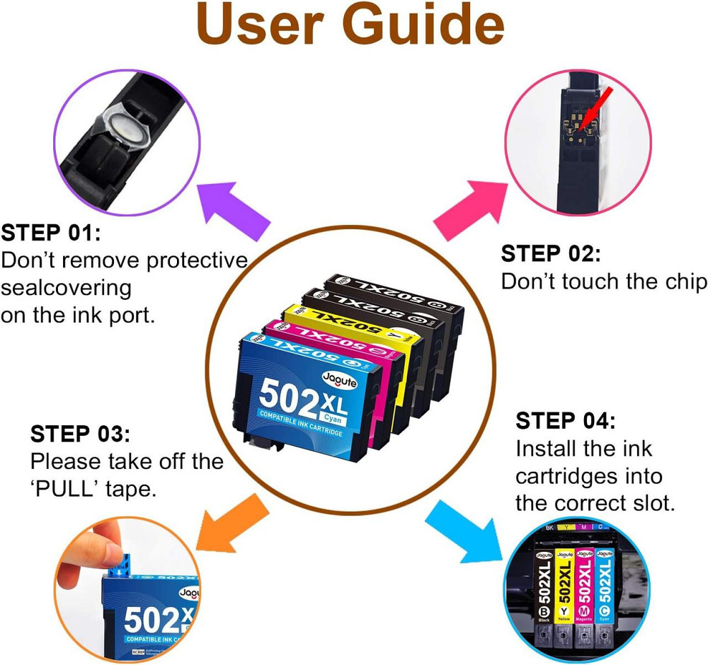 Картриджі Jagute 502XL для принтера Epson 502 сумісних з Epson Workforce WF-2865DWF WF-2860DWF Epson Expression Home XP-5105 Дніпро - фото 4