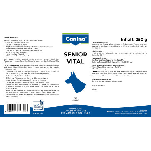 Минеральный комплекс Canina Senior Vital для пожилых собак старше 7 лет 250 г Киев - изображение 2